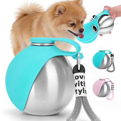 Bebedero Portátil para Perros – Acero Inoxidable, Sin Derrames